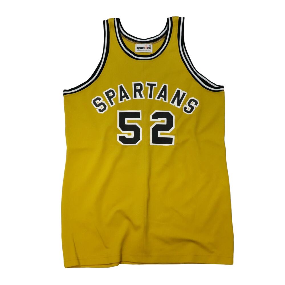 Vintage 60s dureen Spartans Green/Yellow Jersey Size 46 basketball